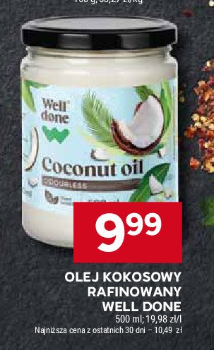 Olej kokosowy rafinowany Well done promocja w Delikatesy Centrum