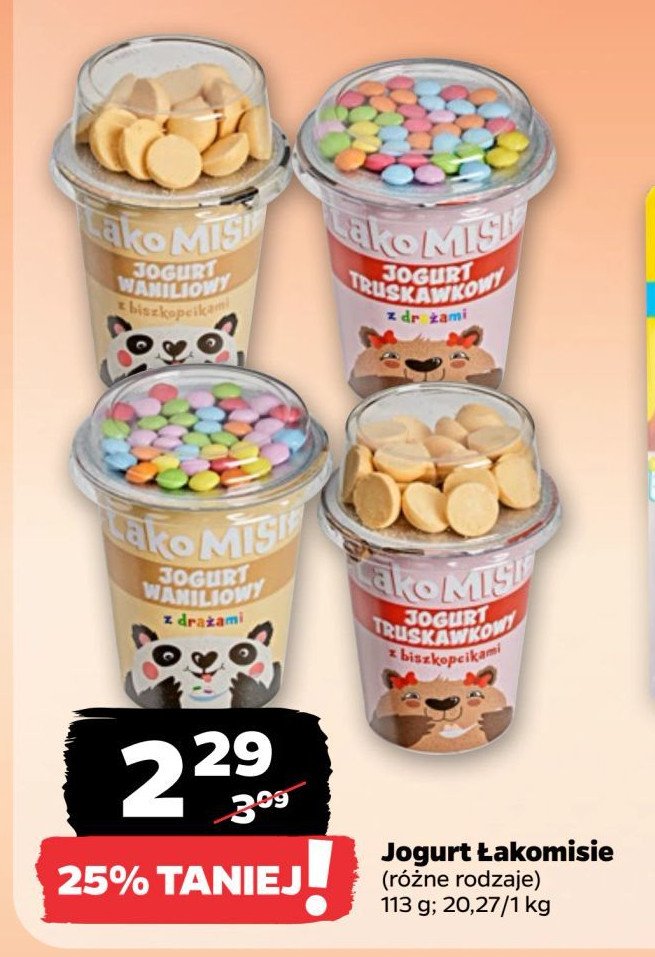 Jogurt truskawkowy z biszkopcikami Łakomisie promocja