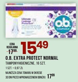 Tampony higieniczne O.B. Extra Protect Normal, 16 szt. promocja w Drogerie Natura