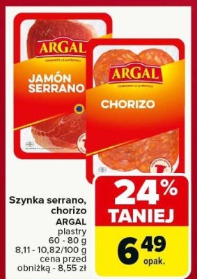 Szynka serrano chorizo ARGAL promocja w Carrefour Market
