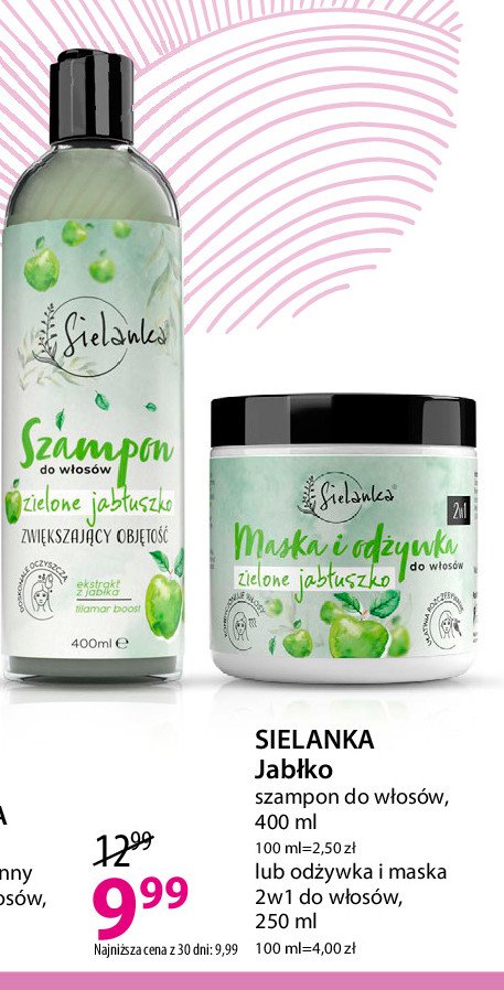 Maska i odżywka do włosów zielone jabłuszko Sielanka (kosmetyki) Solverx promocja