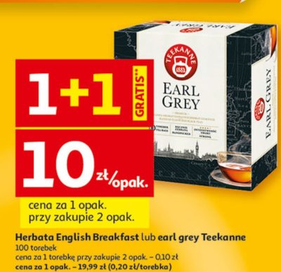 Herbata English Breakfast lub earl grey Teekanne 100 torebek promocja w Auchan