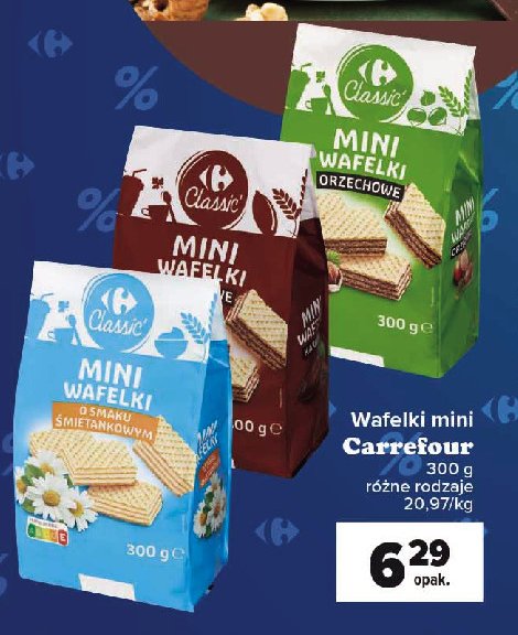 Mini wafelki kakaowe Carrefour classic promocja