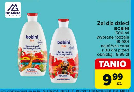 Płyn do kąpieli i żel do mycia ciała maliny Bobini fun promocja