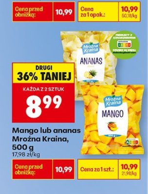 Mango lub ananas Mrożna Kraina, 500 g promocja w Biedronka