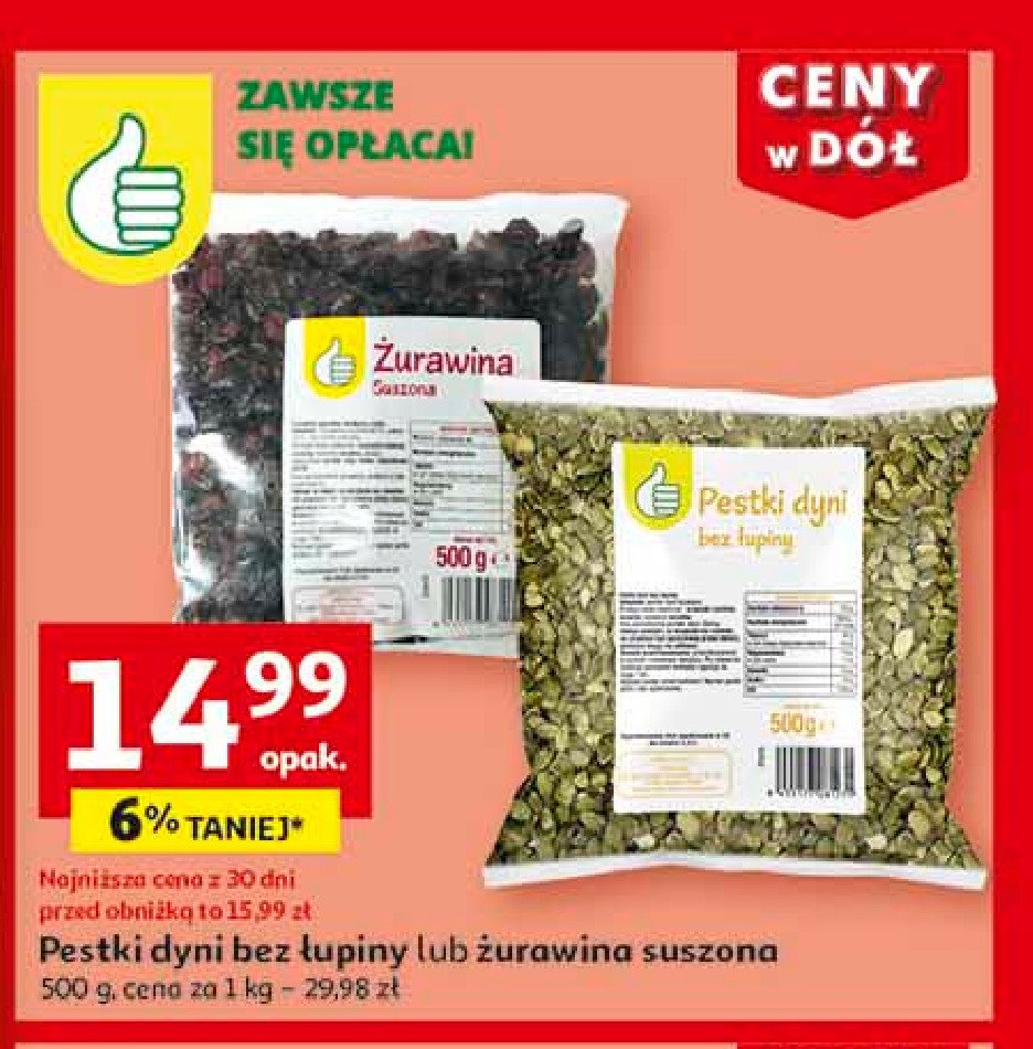 Pestki dyni bez łupiny Podniesiony kciuk promocja