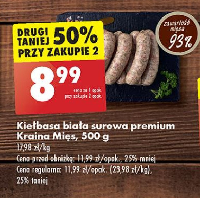 Kiełbasa biała surowa Kraina mięs promocja