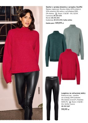 Sweter z grubej dzianiny z przędy Soufflé czerwony promocja w Tchibo