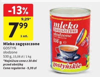 Mleko zagęszczone Gostyń słodzone promocja w Intermarche