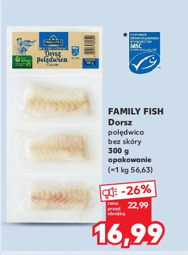 Dorsz poledwica bez skóry Family fish promocja w Kaufland