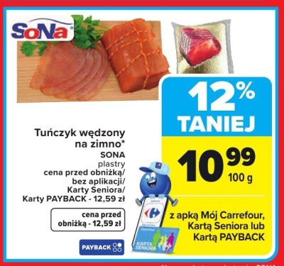 Tuńczyk wędzony na zimno  promocja w Carrefour
