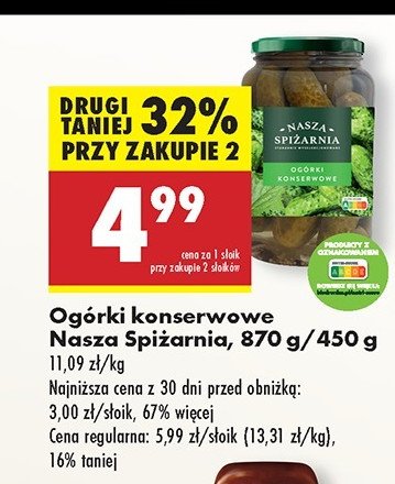 Ogórki konserwowe Nasza spiżarnia promocja w Biedronka
