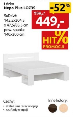 Łóżko Nepo Plus LOZ3S promocja w Black Red White