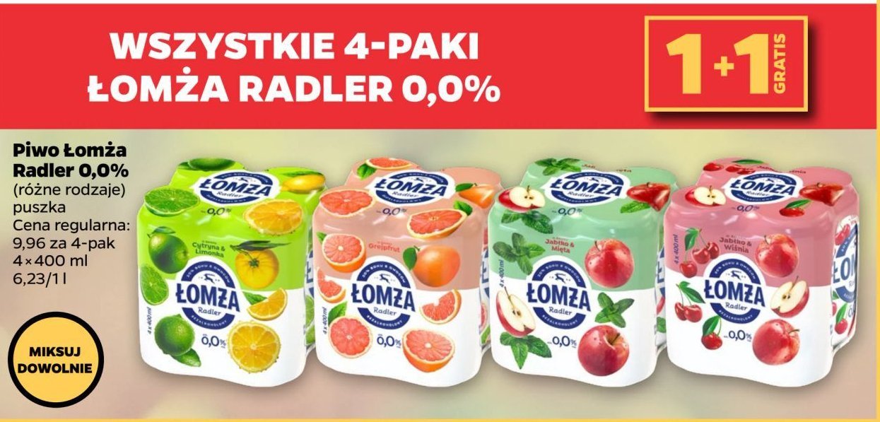 Piwo Łomża radler jabłko-mięta promocja