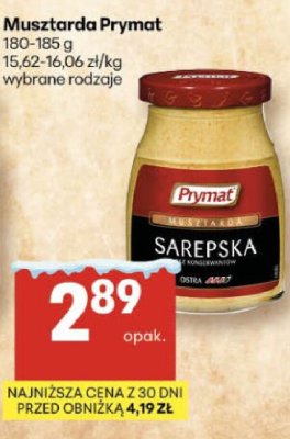 Musztarda Prymat Sarepska 180-185g promocja w Delikatesy Centrum