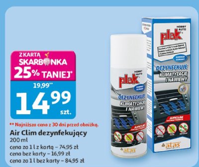 Air clim dezynfekujący 200 ml Plak promocja w Auchan