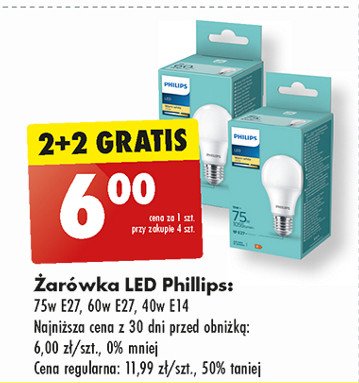 Żarówka led e27 75w kula Philips promocja w Biedronka