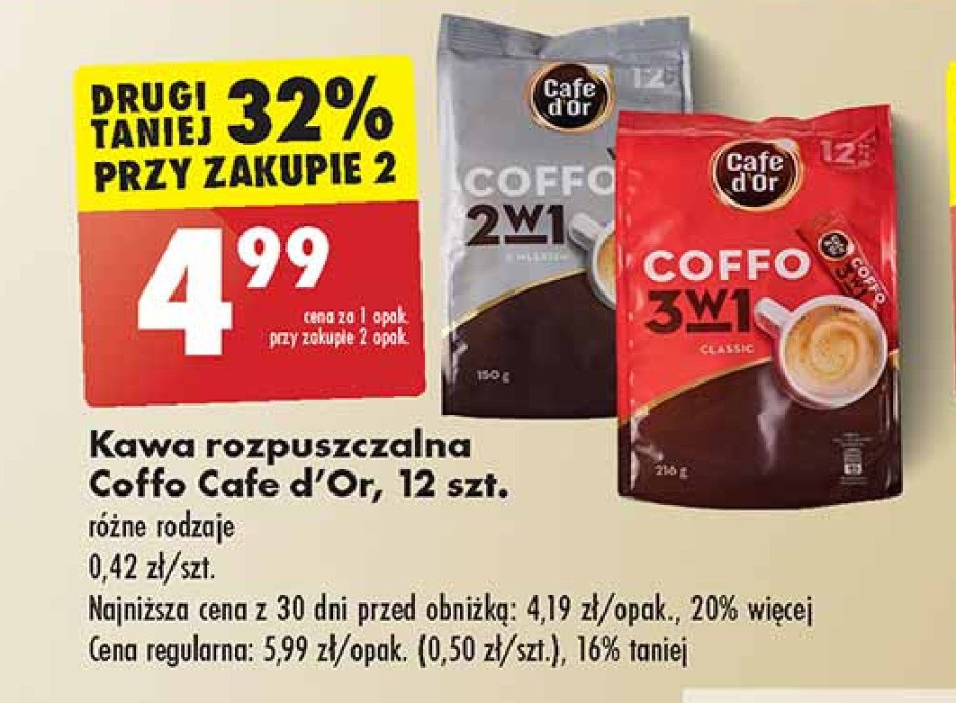 Kawa rozpuszczalna 3 w 1 Cafe d'or coffo promocja