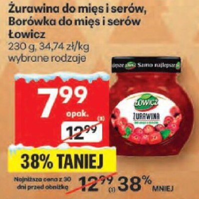 Żurawina do mięs i serów, Borówka do mięs i serów Łowicz promocja w Delikatesy Centrum