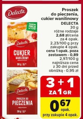 Proszek do pieczenia, cukier wanilinowy DELECTA różne rodzaje 30g promocja w Carrefour Market