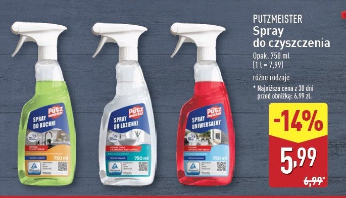 Spray do czyszczenia łazienki Putzmeister promocja w Aldi