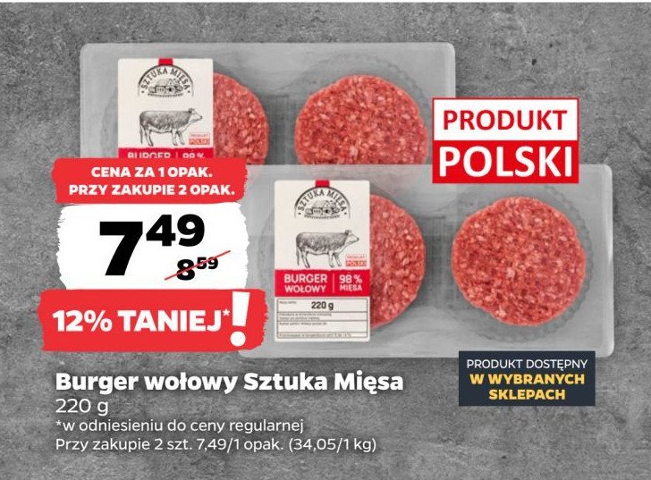 Burger wołowy SZTUKA MIĘSA NETTO promocja