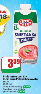 Śmietanka UHT 12% Kulinarna Polska Mlekovita promocja w Dino