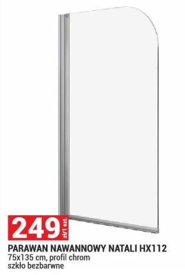 Parawan nawannowy Natali HX112 75x135 cm, profil chrom szkło bezbarwne promocja w Merkury Market