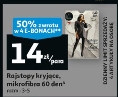 Rajstopy kryjące mikrofibra 60 den promocja w Auchan