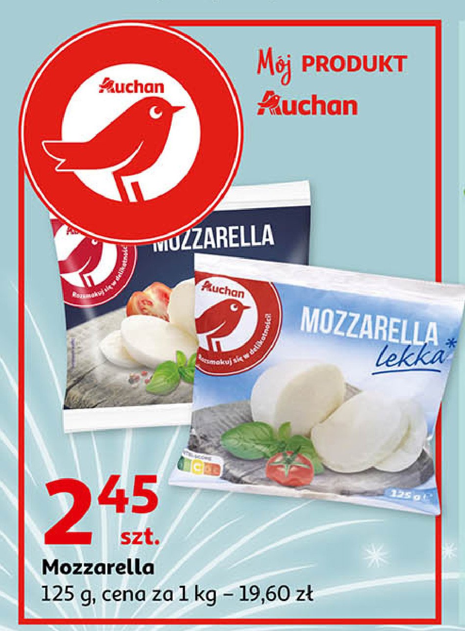Ser mozzarella lekka Auchan różnorodne (logo czerwone) promocja