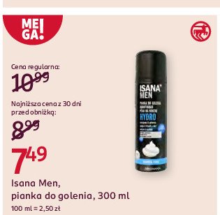 Pianka do golenia hydro Isana for men promocja w Rossmann