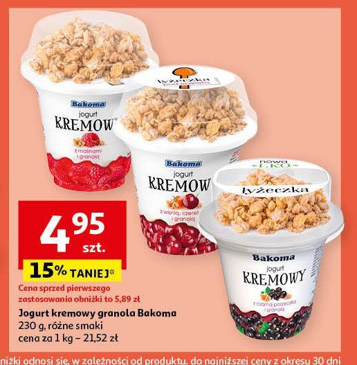 Jogurt z czarną porzeczką  i granolą Bakoma kremowy promocja