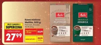 Kawa mielona, 500 g Platinum Melitta promocja w Biedronka