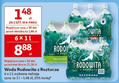 Woda Rodowita z Roztocza 6 x 1 l, wybrane rodzaje promocja w Auchan