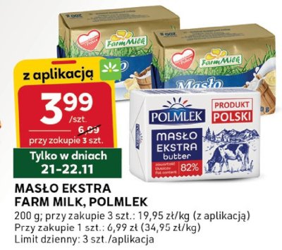 Masło ekstra Farm Milk Polmlek promocja w Stokrotka