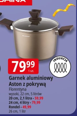 Garnek aluminiowy Aston z pokrywą Florentyna promocja w Leclerc