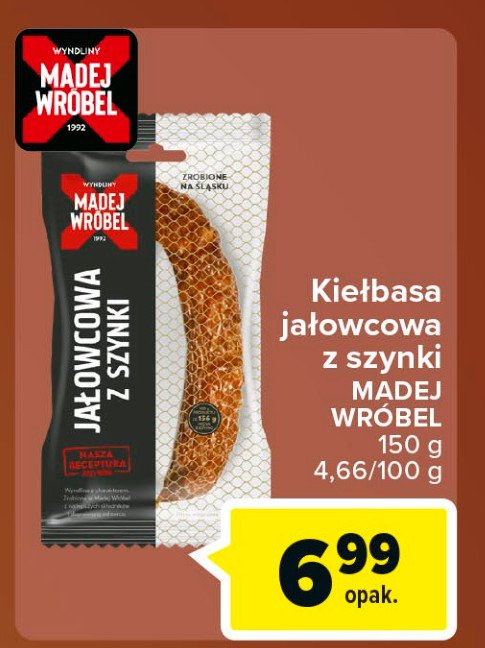 Kiełbasa jałowcowa z szynki Madej & wróbel promocja