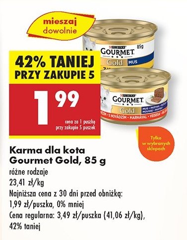 Karma dla kota mus z kurczaka Purina gourmet promocja w Biedronka