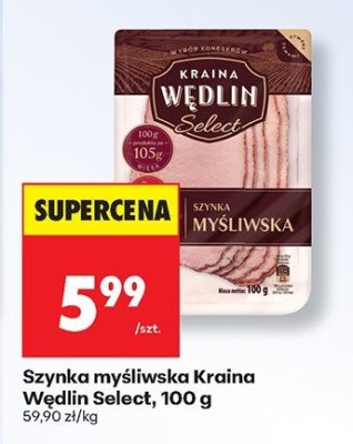 Szynka myśliwska Kraina Wędlin Select 100g promocja w Biedronka
