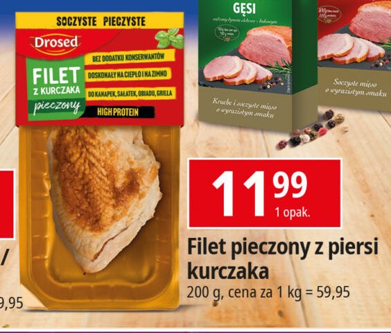 Filet z piersi kurczaka pieczony Drosed promocja w Leclerc