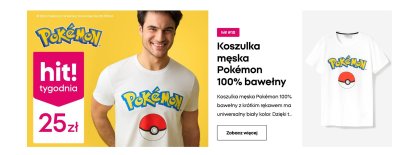Koszulka męska Pokémon 100% bawełny promocja w Pepco