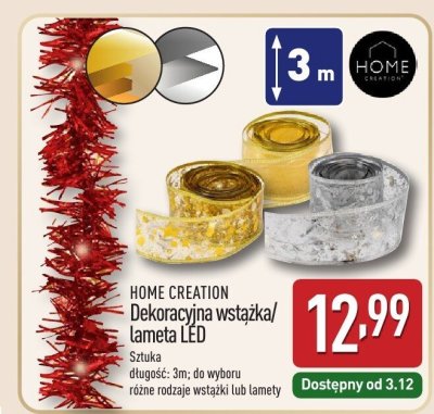 Dekoracyjna wstążka/lameta LED HOME CREATION promocja w Aldi