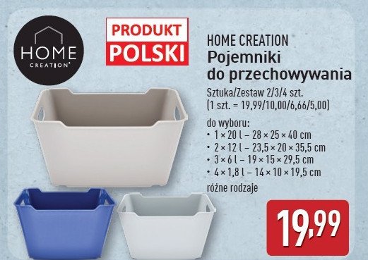 Pojemnik do przechowywania 20l Home creation promocja w Aldi