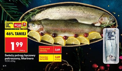 Świeży pstrąg tęczowy patroszony, Marinero promocja w Biedronka