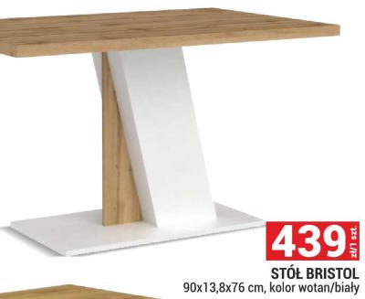 Stół BRISTOL 90x13,8x76 cm, kolor wotan/biały promocja w Merkury Market