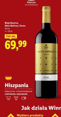 Wino Rioja Reserva Altos Ibéricos czerwone wytrawne 750ml promocja w Lidl