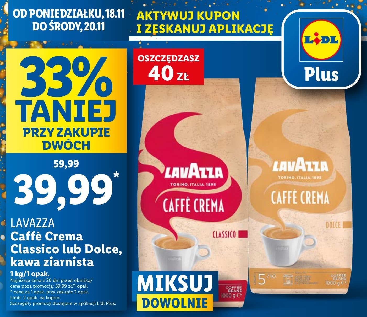 Kawa Lavazza caffe crema classico promocja