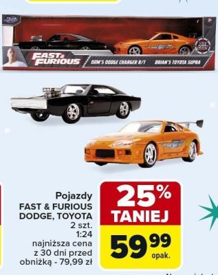 Pojazdy FAST & FURIOUS DODGE, TOYOTA 2 szt. 1:24 promocja w Carrefour Market