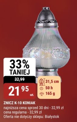 Znicz K-10 koniak 31,5 cm 50 h 165 g promocja w bi1