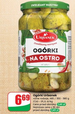 Ogórki Urbanek różne rodzaje na ostro promocja w Dino
